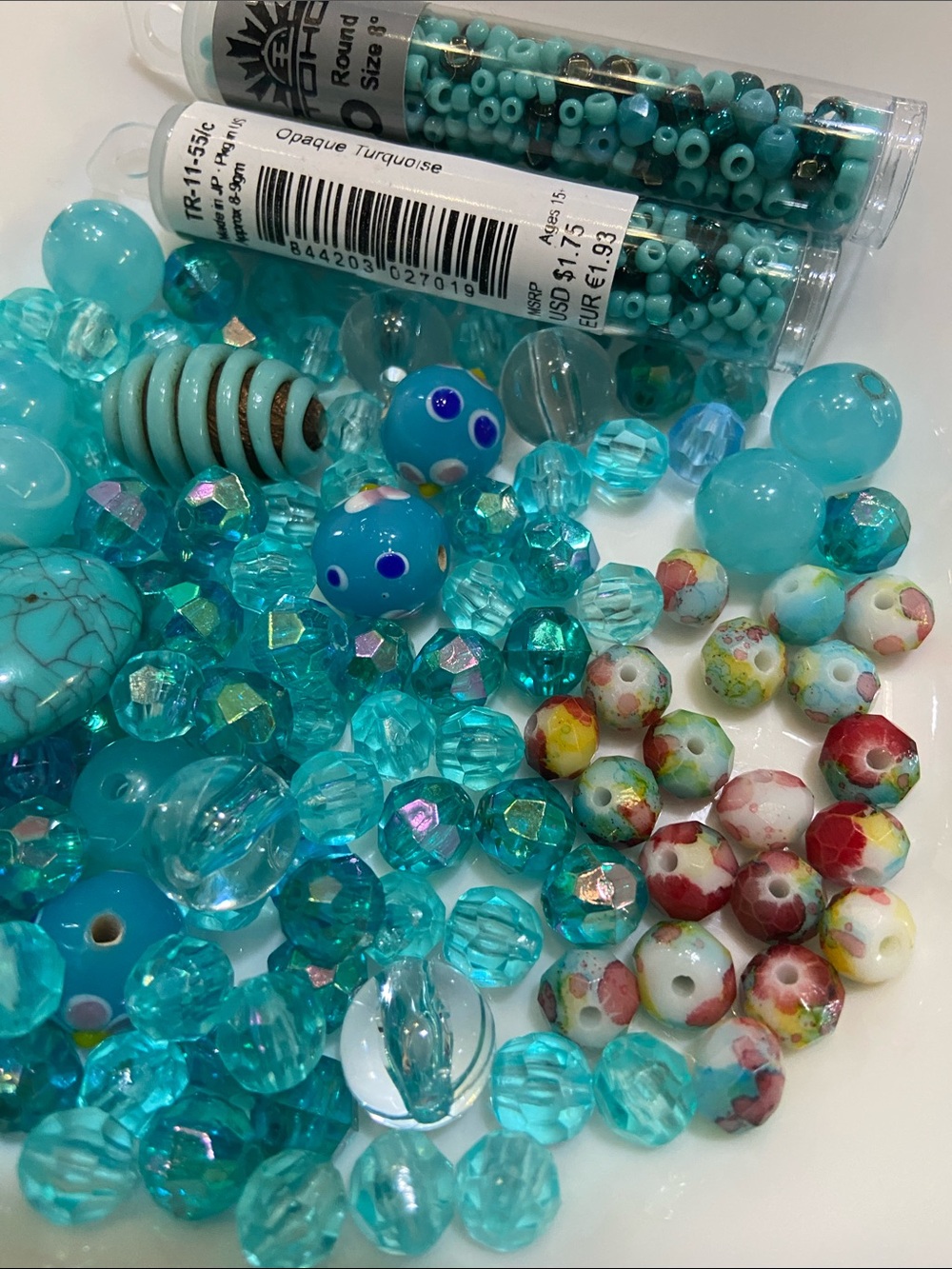 Turquoise Mixed Bead Lot - Assorted Glass & Acrylic Beads